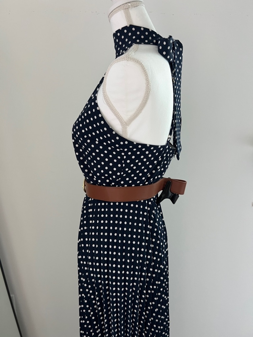 Zara Polka dot  Midi Dress with Belt - Picture 6 of 7